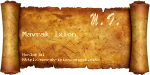 Mavrak Ixion névjegykártya